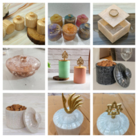 Rfcrafts Récipients en résine pour le stockage hermétique des aliments secs en résine de cuisine de haute qualité avec couvercle en métal