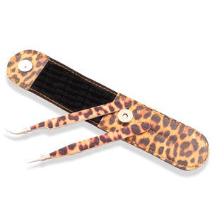 Pince à cils en acier inoxydable de couleurs personnalisées de vente chaude pointue pince à cils emballage fabricant de pochette en cuir - Product Image 5