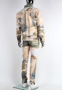 Ensemble de survêtement imprimé longueur intégrale pour homme, style streetwear, impression par sublimation, polyester, coupe classique, col boutonné, style printemps - Product Image 2