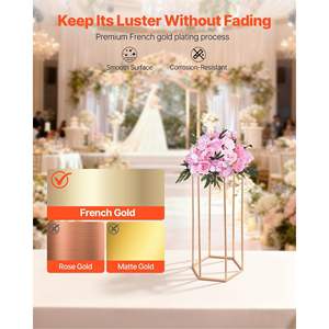 10PCS 23.62-inch Gold Column Flower <b>Stand</b> Floral <b>Display</b> Rack for Weddings Home Decor <b>Acrylic</b> Laminate Hexagonal Cubic <b>Stand</b> - Product Image 4