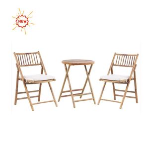 Ensemble de salle à manger en bambou moderne et écologique-Table et chaise de couleur naturelle pour la décoration extérieure de la maison et du jardin-Utilisation événementielle - Product Image 5