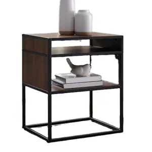 Table basse moderne à 2 niveaux avec pieds en fer et bois, Design dernier cri, haute qualité, meilleure vente