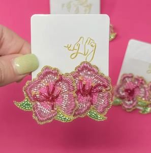 Pendientes clásicos unisex de cuentas de semillas hechos a mano, diseño de sombrero ovalado rosa, novedades, para profesores, boda - Product Image 6