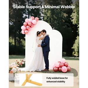 Juego de 2 Soportes de Arco Metálicos Dorados de 7.2 pies y 6 pies, Estructura Estable, Fácil Montaje para Bodas, Cumpleaños y Celebraciones - Product Image 4