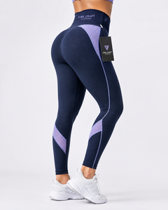 Leggings côtelés taille haute Vibe Craft, longueur intégrale, noir et vert, sportifs, extensibles, respirants, compressifs, vêtements de sport pour femmes - Product Image 3