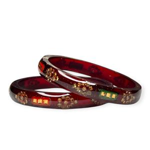 ชุดกำไลอะคริลิคสีแดงไวน์ทรงดอกไม้ประดับมุกเลียนแบบคุณภาพสูงขัดเงา ดีไซน์ทันสมัย ชุบทอง เหมาะสำหรับงานแต่งงาน - Product Image 1