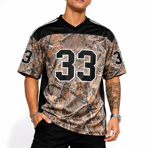 เสื้อฟุตบอลอเมริกันลายพราง ผ้าตาข่ายระบายอากาศ ไซส์ใหญ่ แขนสั้น คอวี สายรัดแบบเสื้อกล้าม ชุดทีม พิมพ์หมายเลข ออกแบบเองได้ - Product Image 5