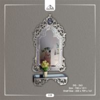 This elegant Royal Venetian mirror features intricate detailing and cut glass shapes with Elegant Shelf Art Decor Design