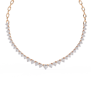 Collar de cadena tipo tenis clásico con diamantes cultivados en laboratorio de corte redondo y engaste de púas, certificado CVD IGI, de oro macizo de 14K - Product Image 5