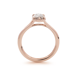 Bague solitaire élégante en or poli miroir avec diamant de laboratoire champagne taille ovale 1 carat, style vintage, 6 griffes - Product Image 6