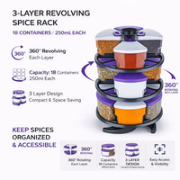 Étagère à épices rotative multifonctionnelle en plastique PET, 12 pots à assaisonnements, design moderne, écologique, sans BPA, légère
