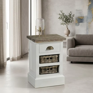 Commode en bois massif durable et écologique Moala Won, style moderne minimaliste, armoire de rangement pour chambre à coucher, poignées en laiton, finition colorée, spacieuse - Product Image 4