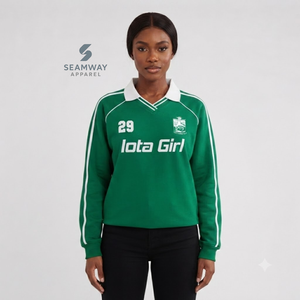 Sweat-shirt de rugby universitaire pour femmes Iota Phi Lambda, col polo, manches longues, broderie, pull décontracté, pull universitaire - Product Image 5