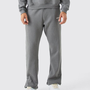 Ensemble de survêtement gris à capuche pour homme, manches longues, décontracté, pour l'automne, avec poches latérales, respirant, 100% coton, couleur unie - Product Image 4