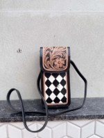 Bolso de Mano para Teléfono, Bolso de Cuero Tallado a Mano, Bolsos Pequeños con Diseño de Damas de Inglatera, Bolso Bandolera de Diseño Único