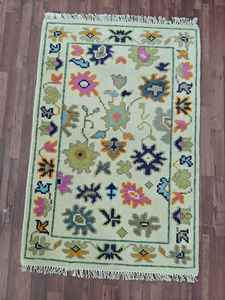 Tapis anatolien en laine tissé à la main |   Tapis floral tribal crème |   Petit tapis multicolore de style Oushak |   Tapis d'appoint bohème - Product Image 5