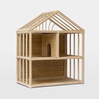 Grande maison de poupée en rotin avec espace ouvert, maisons en rotin faites à la main, maison de poupée de grande qualité.