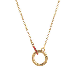Collier pendentif minimaliste AMBER JEWELS T-3004 en alliage plaqué or 18 carats avec chaîne de diamants, unisexe, pour mariage et usage quotidien - Product Image 3