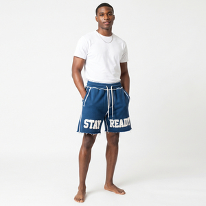 Pantalones Cortos Bermuda de Algodón Azul para Hombre, Tejidos, con Logotipo Bordado Stay Ready, Cintura con Cordón, Bolsillos, Estilo Casual - Product Image 6