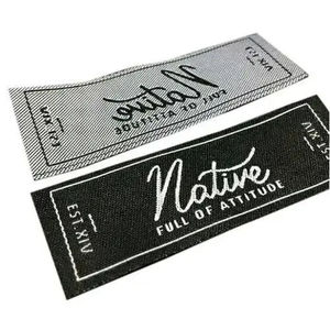 Etiquetas de cuello personalizadas para camisetas, etiquetas de talla de damasco, etiquetas tejidas de corte recto para coser en la ropa - Product Image 3