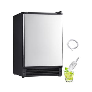 Macchina per il ghiaccio elettrica da incasso 15 libbre/giorno in acciaio inossidabile, design sottobanco con porta reversibile, produzione ghiaccio a cubetti - Product Image 1