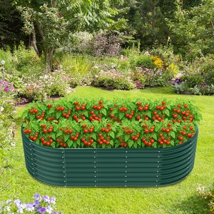 Fioriera Rialzata Ovale in Metallo Zincato 8x4 Piedi per Giardino - Ideale per Coltivare Verdure, Frutta e Fiori - Product Image 5