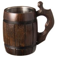 Mug à café de luxe fait main en bois de chêne naturel, écologique, brun baril, pour usage festif intelligent
