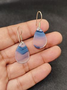 Pendientes de Aro Colgantes de Plata de Ley 925 Hechos a Mano con Ágata Banda para Mujer, Joyas de Lujo de Última Generación, Diseño de Joyería Único - Product Image 1