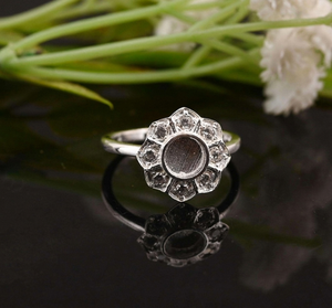 925 Sterling Silver 14k Gold Plated 6mm Round Blank Bezel Ring with CZ Setting Resin Ashes <b>Keepsake</b> Breastmilk Jewelry DIY Gifts - Product Image 1