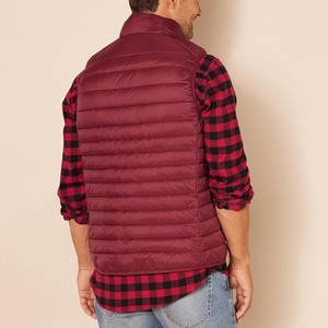 Gilet matelassé bordeaux pour homme, col montant, fermeture éclair, coupe-vent, décontracté, hiver, en polyester, longueur standard - Product Image 4