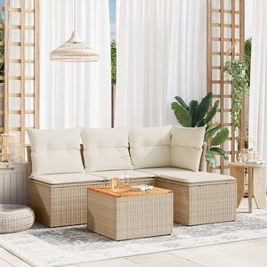 Set Divano da Giardino in Rattan Beige a 4 Posti, Arredamento da Esterno Resistente alle Intemperie, Design Contemporaneo con Struttura in Vimini - Product Image 3