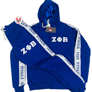 Conjunto Deportivo de Dos Piezas para Mujer, Sudadera con Capucha de Algodón Grueso, Bordado con Letras Griegas de la Hermandad Zeta Phi Beta, Estilo Casual y Deportivo - Product Image 4