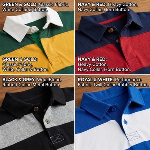 เสื้อโปโลรักบี้ชาย แขนยาว ลายทาง เสื้อทีม ปักโลโก้ได้ ชุดกีฬา - Product Image 5
