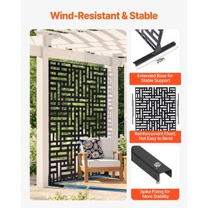 47\" X 76\" Outdoor Privacy <b>Screen</b> 3-<b>Panel</b> Freestanding Divider Stand Decorative Garden Metal <b>Screen</b> & Room Divider - Product Image 3