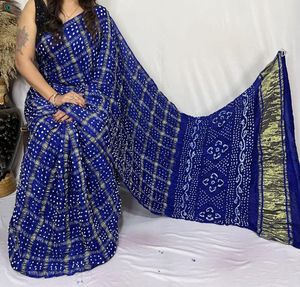 Gaji Silk Bandhani <b>Saree</b> Handmade Tie Dye Designer <b>Saree</b> - Product Image 2