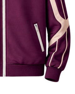 Chaqueta Deportiva Unisex Morada con Cierre de Cremallera, Cuello Alto, Diseño con Bloques de Color, Estilo Deportivo, Ropa de Otoño - Product Image 4