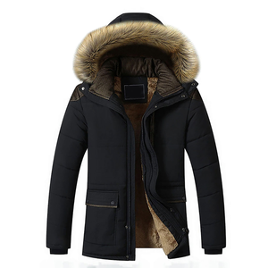 Men's winter parka jacket windproof jacket zipper closure zipper pocket outdoor casual solid thick puffer <b>coat</b> - Product Image 1