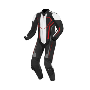 Unisex Custom Cowhide Leather <b>Racing</b> Two-Piece Armor Protection <b>Jacket</b> Set Black/Red Model 002 All Seasons - Product Image 1