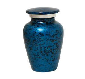 Marble Blue Metal <b>Keepsake</b> Urn Adult <b>Ashes</b> Cremation Memorial Urn Painted Remembrance Vessel - Product Image 1