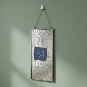 Cadre photo rectangulaire décoratif suspendu ARTISAN DESIGN avec laiton et verre, style antique, corde, décoration murale pour la maison - Product Image 2