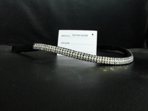 Multi Bling Crystal and Pearl Brow Band Équipement de cheval de qualité supérieure avec matériau en cuir - Product Image 6