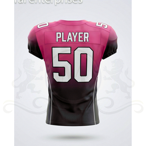 Ensemble d'uniformes de football américain pour hommes rose et noir sans manches col en V anti-humidité ajusté avec numéros d'équipe sublimés 50 - Product Image 4