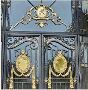 Puerta de Hierro Forjado de Lujo con Paneles de Vidrio, Puerta de Entrada Principal Decorativa, Diseño Moderno, Puerta Metálica Personalizada, Suministro al por Mayor - Product Image 2