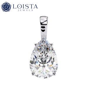 Pendentif en diamant taille poire LOISTA, or blanc naturel, solitaire, certifié GIA, bijoux de fiançailles classiques pour femmes - Product Image 2