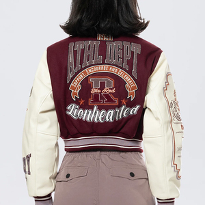 Oversized Women Wool Blend Letterman Varsity Jacket Custom Embroidered Baseball Jacket Streetwear Fashion - Product Image 4