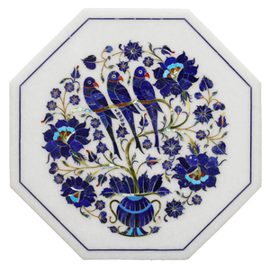 New Design Royal Lapis Lazuli Marble Inlay <b>Plate</b> | Handcrafted Pietra Dura <b>Decorative</b> <b>Wall</b> Art - Product Image 1