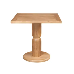 Mesa de Comedor con Pedestal de Madera de Teca Sólida de Grado Comercial, Moderna y Duradera, Muebles para Restaurante y Hogar, Venta Directa de Fábrica - Product Image 5