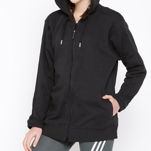 Sweat à capuche surdimensionné en coton uni zippé pour femme, vêtement unisexe en vrac, couleur unie - Product Image 6