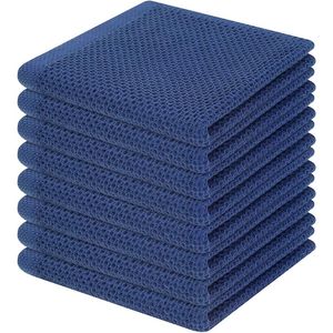 Set di 8 Strofinacci da Cucina Blu Navy Ultra Morbidi in 100% Cotone a Nido d'Ape, Asciugatura Rapida, 30x30 cm - Product Image 1