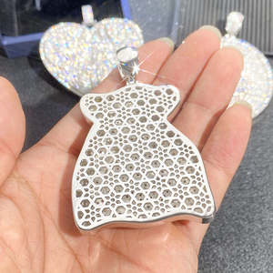 Pendentif Sac d'argent en Argent Sterling 925 avec Diamants de laboratoire pavés, Collier Statement pour Mariage et Soirée, Unisexe - Product Image 4